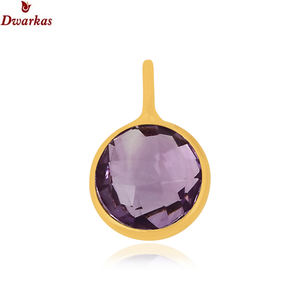 Collares de plata de ley 925 con baño de oro amarillo de 18k y amatista, personalizados al por mayor, para mujer - Product Image 1