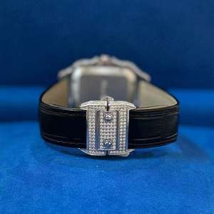 Montre mécanique élégante à cadran romain semi-glacé en diamant Moissanite Montres mécaniques de luxe à bracelet en cuir noir de qualité supérieure de style Hip Hop - Product Image 4