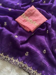 Showstopper Indian Designer Sari Dernier exclusif Royal Purple Saree Fancy Blouse Premium Quality Bridal Ethnic Party Wear Women - Product Image 3