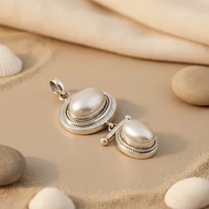 Colgante de Plata 925 con Perla de Agua Dulce, Perla Cultivada Blanca Ovalada Clásica con Engaste en Bisel, Joyería Unisex para Uso Diario - Product Image 2