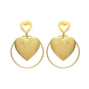 Recién llegado, pendiente largo de borlas chapado en oro con diseño de corazón, pendientes de latón, diseño clásico para mujeres y niñas - Product Image 1