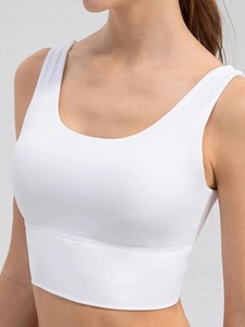 Women Yellow Seamless U-NECK Plus Size High Support <b>Sports</b> Bra Yoga Workout <b>Top</b> Solid Color Spandex Polyester Front Logo - Product Image 4