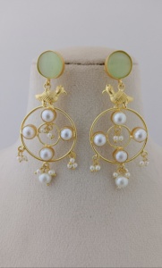 Juego de pendientes colgantes de latón pesado con diseño moderno hecho a mano, diseño de moda personalizable de piedra elegante para compra a granel - Product Image 3