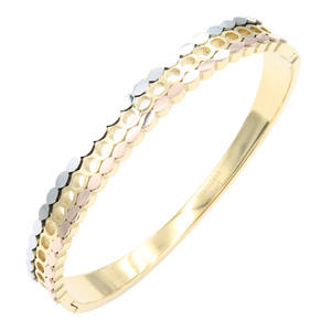 Classico religioso geometrico e a forma di lettera tre-Tone bracciali in acciaio inossidabile placcato oro con perla e zircone per regalo - Product Image 1