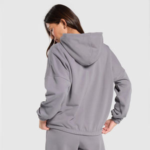 Sudadera con capucha de gran tamaño de lana para mujer, Sudadera con capucha gris de calidad superior, ropa de calle de manga larga, Sudadera con capucha de algodón transpirable cómoda - Product Image 2