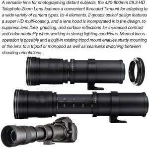 Appareil photo reflex numérique 5D Mark IV avec objectif 18-55 mm, objectif 75-300 mm, objectif super zoom HD 420-800 mm, carte mémoire 128 Go, flash, monopode - Product Image 5
