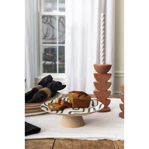 Vente en gros Nouveau design de présentoir à gâteaux en métal émaillé imprimé Support de service en bois pour tasses à dessert et gâteaux Support de service pour autres collations - Product Image 2