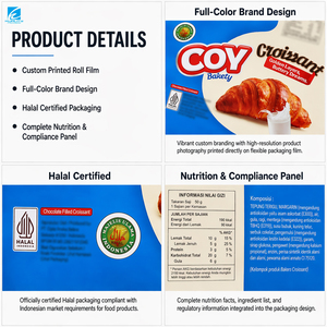 <span class=keywords><strong>Film</strong></span> en rouleau stratifié métallisé thermoscellable imprimé sur mesure, qualité alimentaire, pour emballage flow pack de pain, gâteaux et produits de boulangerie - Product Image 2