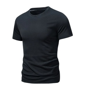 T-shirt léger en soie glacée de plage d'été pour hommes 100% coton à manches courtes Basic Top de couleur unie Streetwear respirant - Product Image 4