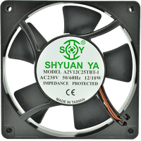 Ventilador Axial de Pared de 120x120x25 mm, con Rodamientos de Bolas, Aspas de Plástico, Carcasa de Aluminio Fundido a Presión, 115/230V, OEM/ODM