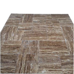 Travertin brun veiné Noche, finition polie ou non, 20x20cm, petit échantillon, pour revêtement de sol et pavés de voie d'accès, fabriqué en Turquie - Product Image 1