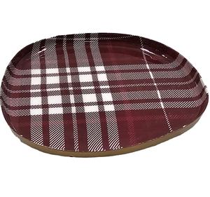 Placa de metal ecológica moderna, forma única, color esmalte, tamaño pequeño, utensilios de cocina sostenibles para servir alimentos - Product Image 1