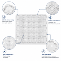 Plateau à œufs en plastique PET transparent, 30 compartiments, qualité alimentaire, avec couvercle et base séparés, compatible Moba/Sanovo universel
