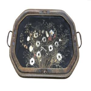 Vente chaude Grand plateau rond en métal galvanisé gris avec poignées Parfait pour le service de dessert et la décoration intérieure élégante - Product Image 1