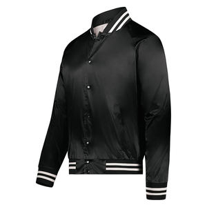 90s Inspired Satin <b>Varsity</b> <b>Jacket</b> for Youth Casual <b>Vintage</b> Sports-Inspired Design Snap Buttons Embroidered Techniques Dyed - Product Image 1