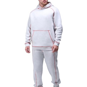 Sudadera con capucha de punto de contraste de algodón 100% para hombre, bolsillo de canguro relajado de gran tamaño, transpirable, que absorbe el sudor para Gym Street 2026 - Product Image 1