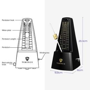 Metrónomo Negro Terence TB301 para Guitarra, Piano, Batería y Otros Instrumentos - Seguimiento Preciso del Tempo, Construcción de Plástico y Metal - Product Image 2