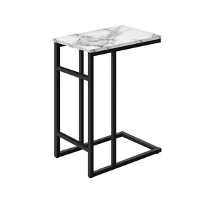 โต๊ะมุมชุบสีดำรูปตัว C พร้อมหินอ่อนสีขาวหรูหราดีไซน์โดดเด่นสำหรับห้องนั่งเล่นและโรงแรมเฟอร์นิเจอร์ทำจากโลหะ - Product Image 2