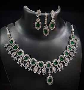Premium AD Bridal Necklace Earrings <b>Set</b> for <b>Women</b> Wedding Party Traditional <b>Jewellery</b> Elegant Bridal Look High Quality - Product Image 1