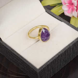 Anillo de plata de ley 92,5 hecho a mano, piedra preciosa amatista Natural, 14x10mm, corte ovalado, chapado en rodio Vermeil, joyería fina llamativa - Product Image 6