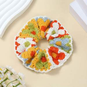 Handmade Korean Style <b>Flower</b> Cotton Knitted Scrunchie High-End <b>Sweet</b> Elastic Band Ponytail Hair Tie by Acki - Product Image 6