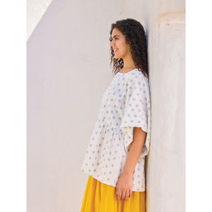 Bohemian <b>Linen</b> Knit Print Top and Skirt <b>Set</b> for Summer Casual - Product Image 5