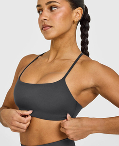 Women's High Quality 2 Piece Yoga <b>Set</b> Crisscross Strap Eco-Friendly <b>Square</b> Collar Solid Color Embroidered Short 220g - Product Image 4