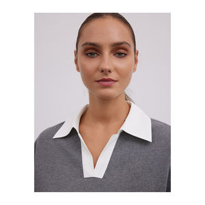 Blusa de punto con ribete de algodón para mujer, cómoda y elegante - Product Image 4