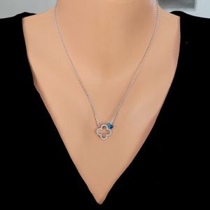 Collier en argent sterling 925 avec pendentif œil porte-bonheur et marguerite, orné d'une pierre blanche, idéal pour les occasions spéciales - Product Image 1