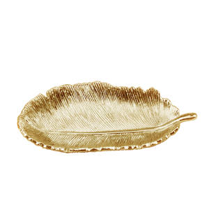 Marufung DECORATIVE <b>TRINKET</b> PLATE FEATHER SHAPED SILVER / GOLD METAL RING <b>DISH</b> 5.9cm X12.7cm X1.7cm - Product Image 5