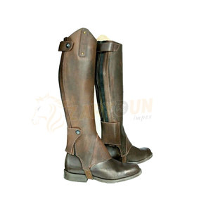 Cubierta de pierna de cuero medio CHAPS cremallera polaina corta para jinetes polainas de pierna para mujeres y hombres personalizar color de diseño - Product Image 2