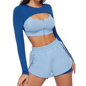 Ropa de yoga de manga larga personalizada para mujer, nueva colección de invierno, conjuntos deportivos de fitness con colores contrastantes, para correr al aire libre, OEM - Product Image 1