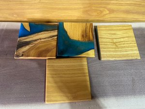 High Quality Natural Square Wooden <b>Coaster</b>, Classic Epoxy Resin <b>Drink</b> Pad <b>for</b> Kitchen, Dining, and Home Decor - Product Image 2