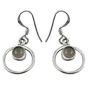 Boucles d'oreilles créoles tendance en argent 925 avec pierre de lune pour femmes - Cadeau religieux - Product Image 1