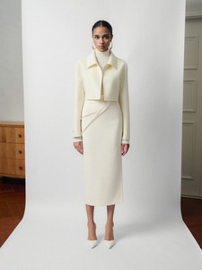 2025 diseño de talla grande chaquetas de mujer sin botón Giani Emb chaqueta de mezcla de Cachemira 20% Cachemira 80% ropa de lana mujeres Whiteant - Product Image 3