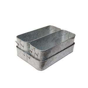 Juego de macetas de hierro galvanizado de metal de 3 macetas de flores con bandeja macetas decorativas para interiores y exteriores a precio de venta - Product Image 1