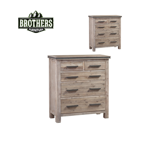 Armoire de chambre à coucher Tallboy 5 tiroirs de marque Atlas Mobilier en bois massif pour le salon et la salle à manger de fabrication vietnamienne - Product Image 1