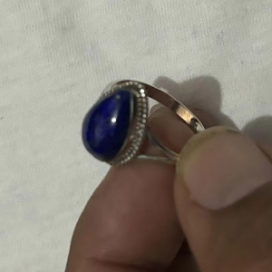 ชุด9X11mm ทรงลูกแพร์ Lapis Lazuli ที่น่าประทับใจทำด้วยมือ925เงินสเตอร์ลิงวินเทจได้รับการรับรอง IGI แหวนบางใช้ได้ทั้งชายและหญิง - Product Image 1