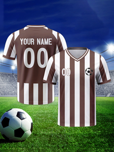Custom Brown & <b>White</b> Soccer Jersey OEM Service Personalized Football Shirt with Name Number Team for Women <b>Men</b> Youth Fans - Product Image 4