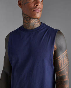 Venta al por mayor de ropa deportiva para hombre sin mangas Fitness Tank Top hombres STREET OEM personalizado uniforme de algodón transpirable camisetas sin mangas - Product Image 6