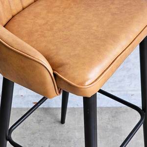 GBSK008 Contemporary Bar <b>Stool</b> with Iron Legs and Faux Leather <b>Cushion</b> for Farmhouse Kitchen Club Home Bar Made of PU Metal - Product Image 5