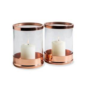 Lanterne ronde en aluminium couleur cuivre, faite à la main, durable, écologique, porte-bougie pour décorations de mariage de Pâques - Product Image 4