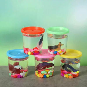 Mini gaiola acrílica para animais de estimação, mini aranha, exploradora natural, tigela transparente para peixes <span class=keywords><strong>betta</strong></span>, tigela de alimentação para peixes - Product Image 5