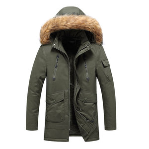 Vestes imperméables en polyester et nylon à capuche en fourrure Veste d'extérieur épaisse décontractée pour hommes - Product Image 3