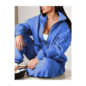 Conjuntos de Mujer de Colores Sólidos de Primera Calidad, Pantalones Deportivos, Sudadera con Capucha y Pantalones de Chándal, Corte Regular, Cierre de Cremallera, Estilo Vintage - Product Image 5