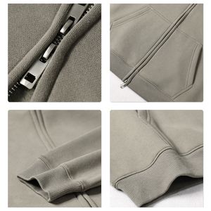 Peso pesado 350g 52% algodón 48% poliéster Pareja Ropa Tallas grandes Puff Impresión Hombres Zip up Hoodies DDP Envío - Product Image 3