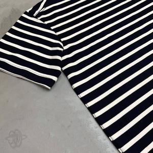 Camiseta transpirable de gran tamaño con hombros caídos de alta calidad, camiseta con patrón de rayas de cuello redondo para hombres - Product Image 5