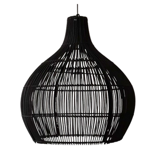 Ensemble d'abat-jour pendentif rond antique abat-jour en rotin en métal de luxe pour la décoration intérieure salon café-fait à la main au Vietnam - Product Image 5