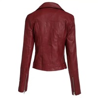 À la mode 2024 femmes vêtements d'extérieur en cuir veste motard moto manteau dames Streetwear fermeture éclair élégant en cuir veste