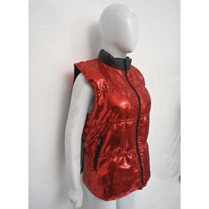 Gilet femme personnalisé de haute qualité veste formelle zippée en cuir noir poches décontractées gilet sans manches en coton de Style Streetwear - Product Image 3